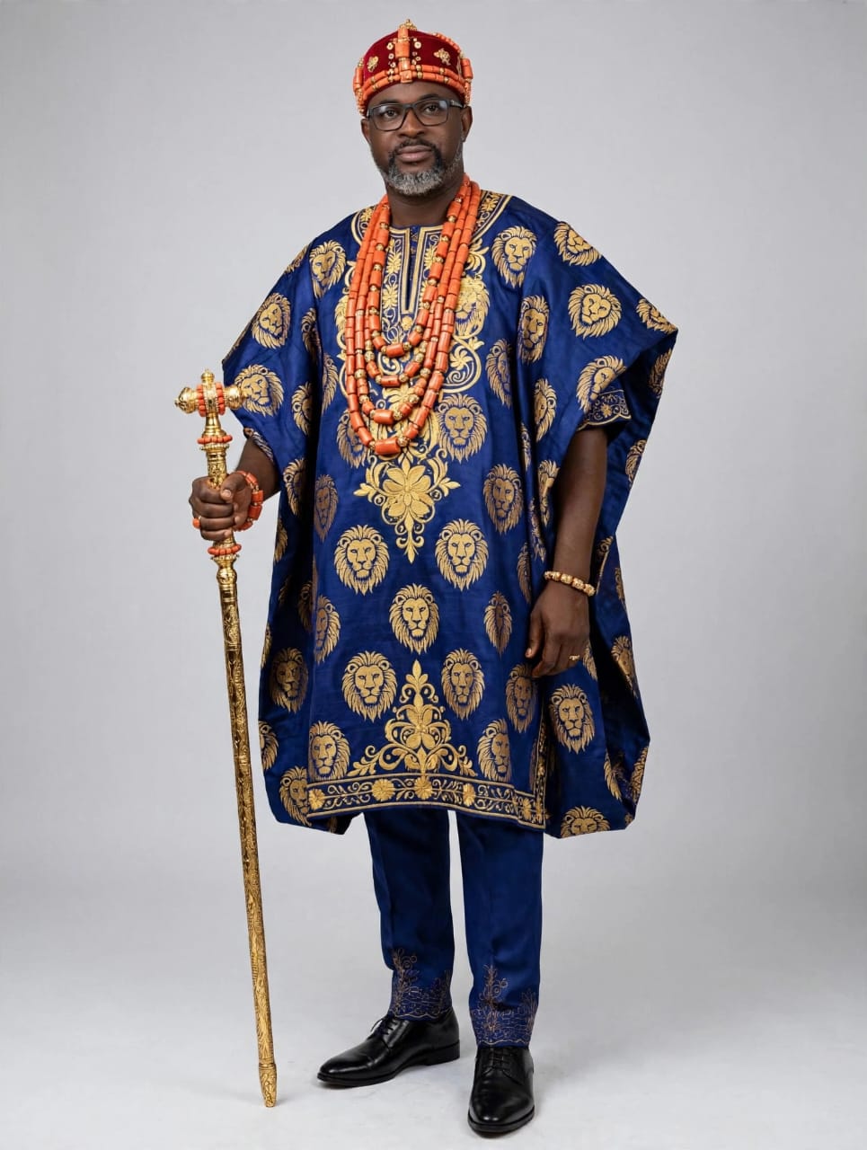 Royal Blue & Gold Isiagu Agbada Regalia