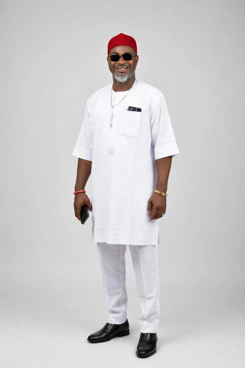 Distinguished Statesman in Pristine White Senator Regalia